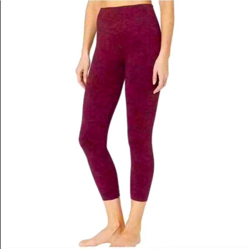 ❤️Spanx burgundy cropped floral leggings size XL